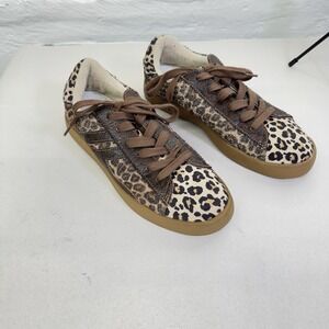 Very G Women's Sneaker Leopard  And Tooled Leather Sneaker 9.5 Fall Y2K